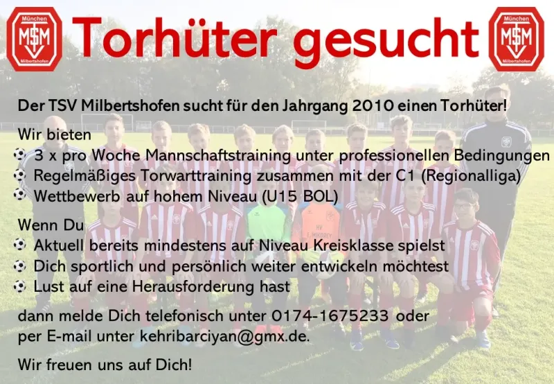 Torhüter Jahrgang 2010 zur Winterpause gesucht